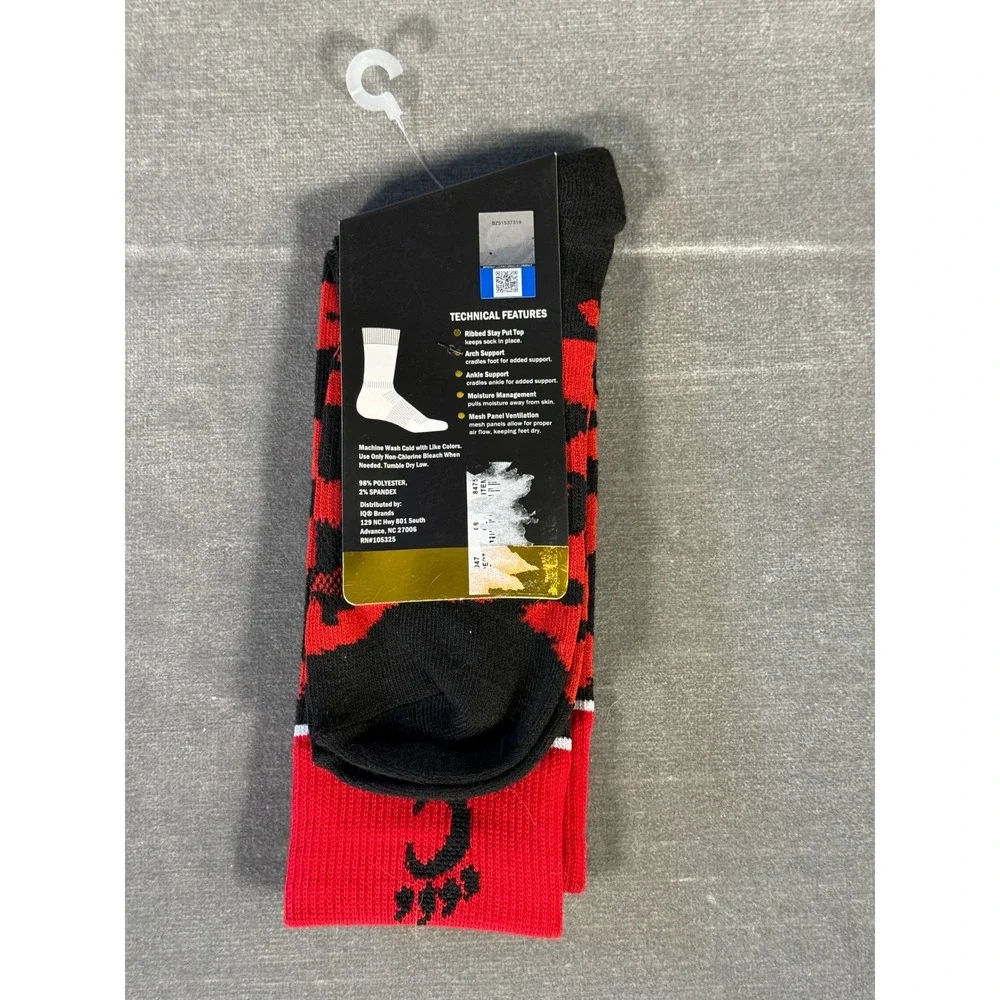 Topsox Cincinnati Bearcats‎ Fierce Dress Crew Socks Red Black Animal Print NWT
